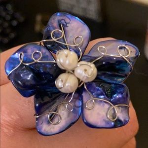 blue flower ring